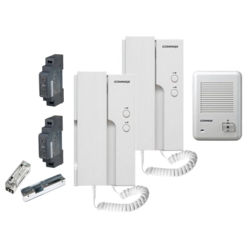 ZESTAW DOMOFONOWY COMMAX 2x DP-2HPR(DC) + DR-201D + MEAN WELL HDR-15-12 + ELEKTRA R4-12.10 12VDC